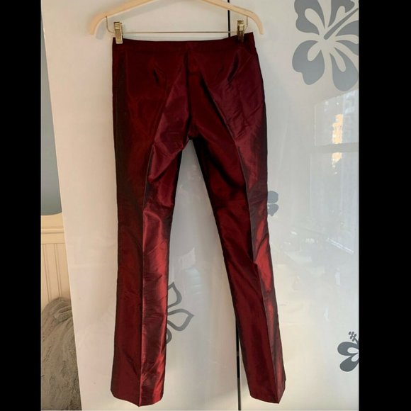 NEW VINTAGE ROZAE NICHOLS RED SILK SATIN PANTS SIZE 6 -Run small more like 2/ 4 - Picture 3 of 5